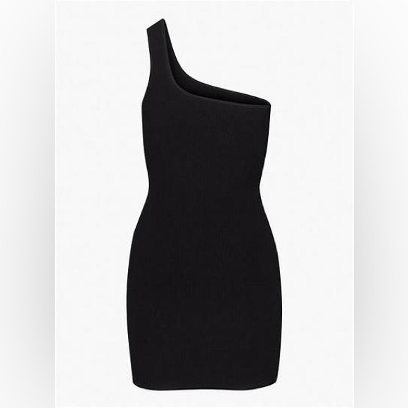 Aritzia One Shoulder Black Mini Dress - Picture 2 of 6